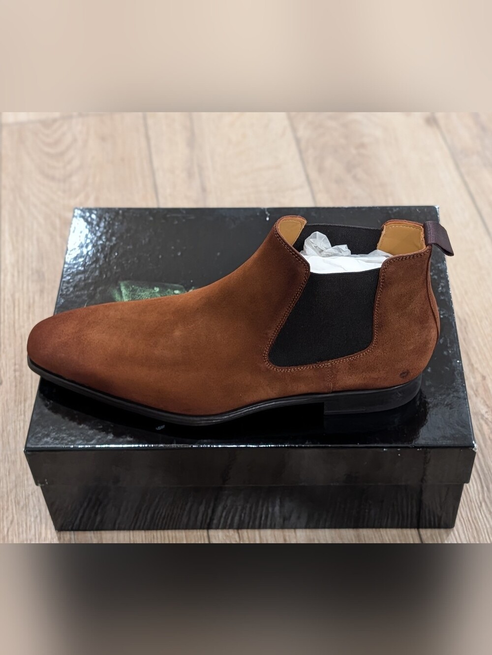 $495 Mens Magnanni "Shaw" Suede Chelsea Boots Cognac US 11 - Picture 5 of 8